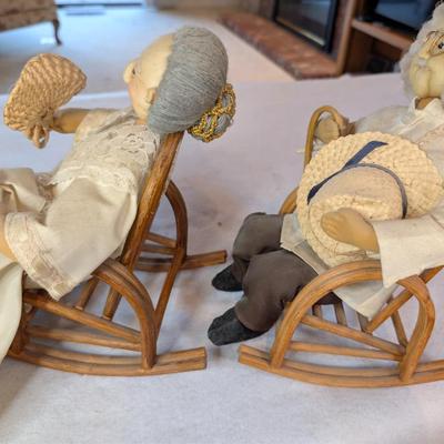 Sale Photo Thumbnail #112: Set of two grandparents in wicker rocking chairs 
12"x7"