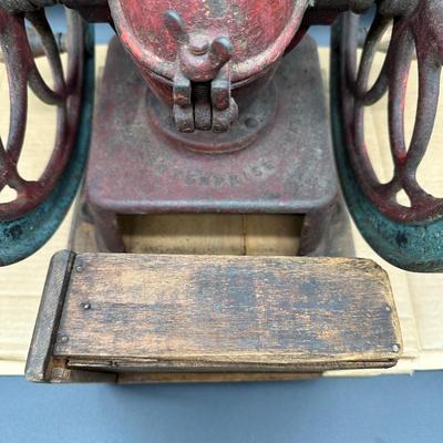 Antique Cast Iron Coffee Grinder – Large Double Wheel – Wooden Drawer