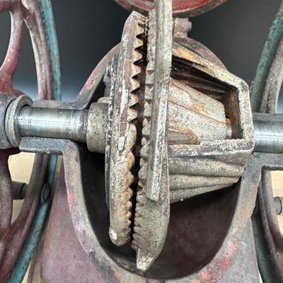 Antique Cast Iron Coffee Grinder – Large Double Wheel – Wooden Drawer