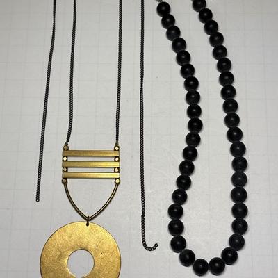 French Kande bead necklace & brass necklace - need repairs