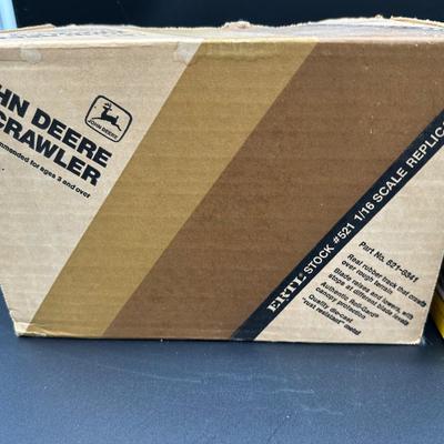 Vintage Ertl John Deere Die-Cast Models (2) – 1/16 Scale Crawler & 1939 Model A Tractor w/ Boxes