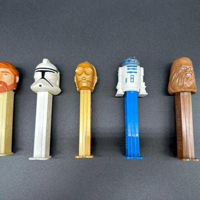 Lot of 5 Star Wars PEZ Dispensers – Obi-Wan, Clone Trooper, C-3PO, R2-D2, Chewbacca