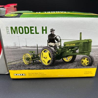 (2) ERTL 1/16 Scale Die-Cast Farm Tractors – Farmall 300 Case IH & 1939 John Deere Model H – Boxed
