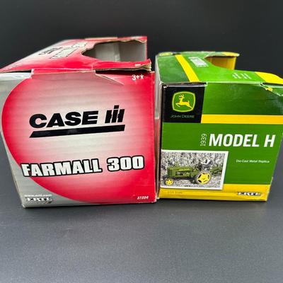 (2) ERTL 1/16 Scale Die-Cast Farm Tractors – Farmall 300 Case IH & 1939 John Deere Model H – Boxed