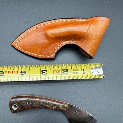 Handcrafted Custom Fixed Blade Knife by Hutchinson – Small Skinner Style w/ Leather Sheath