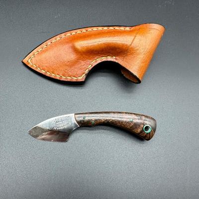 Handcrafted Custom Fixed Blade Knife by Hutchinson – Small Skinner Style w/ Leather Sheath