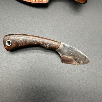 Handcrafted Custom Fixed Blade Knife by Hutchinson – Small Skinner Style w/ Leather Sheath