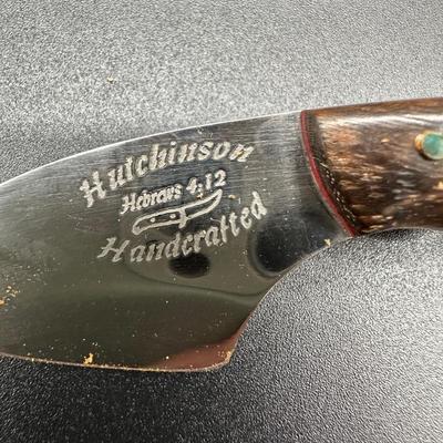 Handcrafted Custom Fixed Blade Knife by Hutchinson – Small Skinner Style w/ Leather Sheath