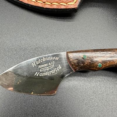 Handcrafted Custom Fixed Blade Knife by Hutchinson – Small Skinner Style w/ Leather Sheath