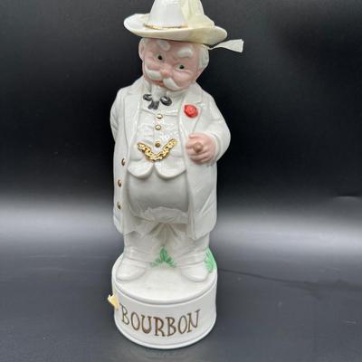 Vintage Ceramic Figural Bourbon Decanter – Gentleman in White Suit