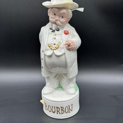 Vintage Ceramic Figural Bourbon Decanter – Gentleman in White Suit