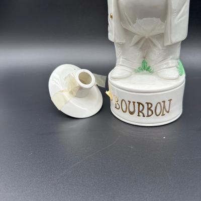 Vintage Ceramic Figural Bourbon Decanter – Gentleman in White Suit