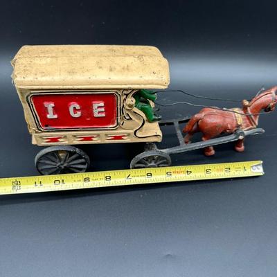 Cast Iron Ice Wagon Toy – Horse Drawn Ice Delivery Cart