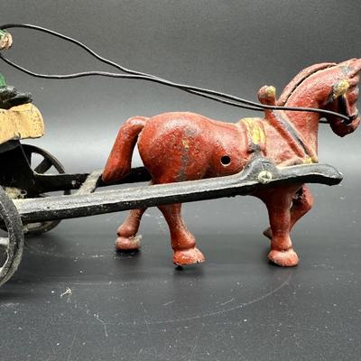 Cast Iron Ice Wagon Toy – Horse Drawn Ice Delivery Cart