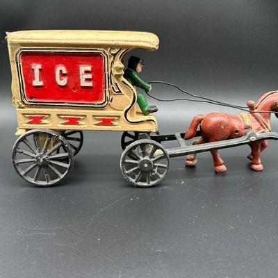 Cast Iron Ice Wagon Toy – Horse Drawn Ice Delivery Cart