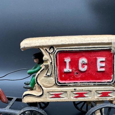 Cast Iron Ice Wagon Toy – Horse Drawn Ice Delivery Cart