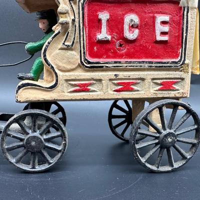 Cast Iron Ice Wagon Toy – Horse Drawn Ice Delivery Cart