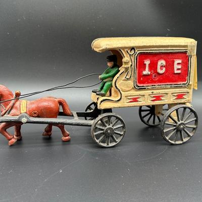 Cast Iron Ice Wagon Toy – Horse Drawn Ice Delivery Cart