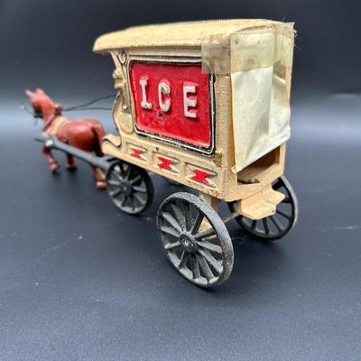Cast Iron Ice Wagon Toy – Horse Drawn Ice Delivery Cart