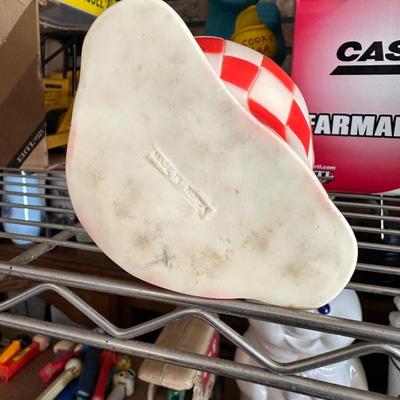 Big Boy Vinyl Coin Bank – Red & White Checkered Overalls