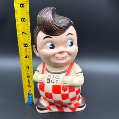 Big Boy Vinyl Coin Bank – Red & White Checkered Overalls