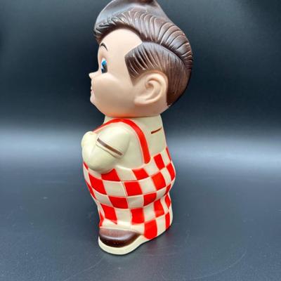Big Boy Vinyl Coin Bank – Red & White Checkered Overalls