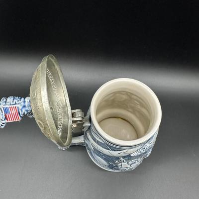 Anheuser-Busch Budweiser Space Exploration Beer Stein – Pewter Lid – Astronaut / Apollo Theme