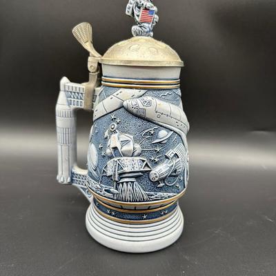 Anheuser-Busch Budweiser Space Exploration Beer Stein – Pewter Lid – Astronaut / Apollo Theme