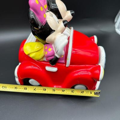 Disney Mickey & Minnie Mouse Cookie Jar – Red Convertible Car – Ceramic