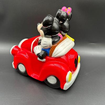 Disney Mickey & Minnie Mouse Cookie Jar – Red Convertible Car – Ceramic