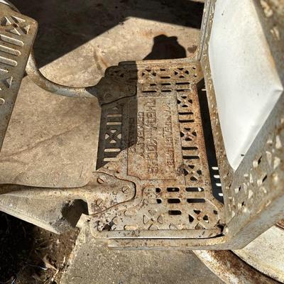 Early 1900’s Antique Cast-Iron Barber Chair w/ Footrest – The Dazey Company – Industrial Barber Shop Chair