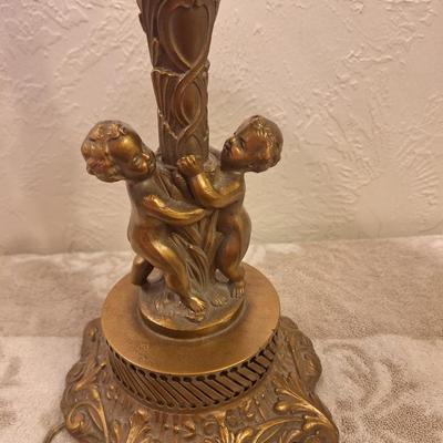 Vintage lamp- Hollywood Regency style lamp vintage metal cherub lamp base