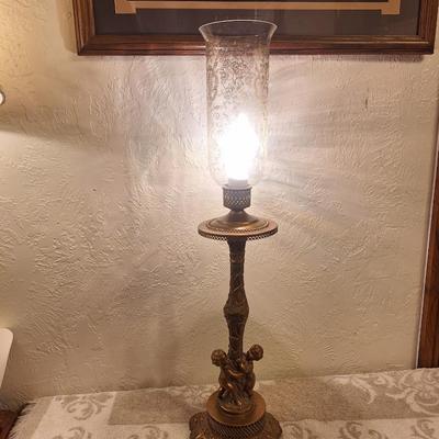 Vintage lamp- Hollywood Regency style lamp vintage metal cherub lamp base