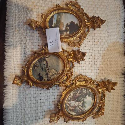 3 small oval frames - Italian Florentine design