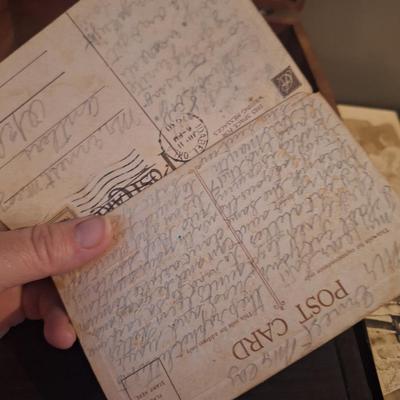 lane cedar chest like the ones given as high school graduation gift and 6 vintage post cards.  The ones with people are blank on back the...