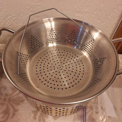 stainless steel multi cooker pot set- large stock pot, pasta insert, steamer basket and lid