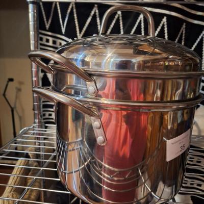 stainless steel multi cooker pot set- large stock pot, pasta insert, steamer basket and lid