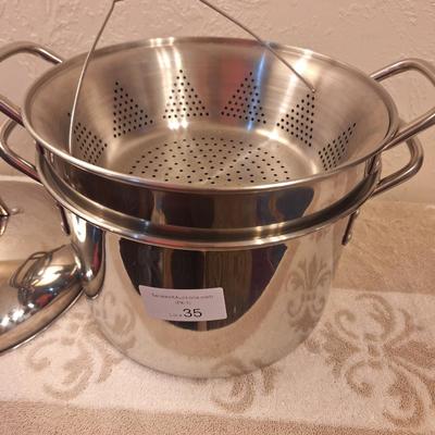 stainless steel multi cooker pot set- large stock pot, pasta insert, steamer basket and lid