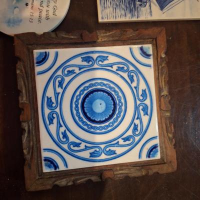 coaster, ceramic tile and trivet