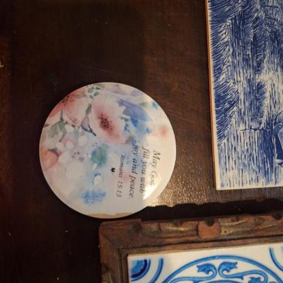 coaster, ceramic tile and trivet