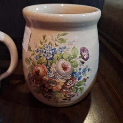 small stoneware crock and pitcher