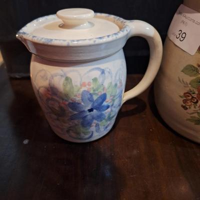 small stoneware crock and pitcher