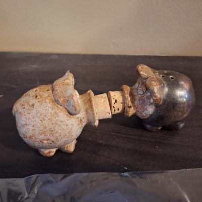 vintage pottery pig salt and pepper shakers