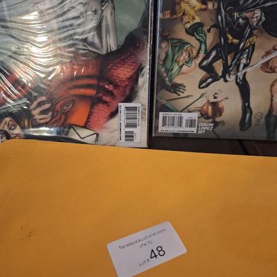  two issues of the DC comic book series Batman and the Outsiders 