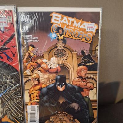 three DC Comics collectible comic books:  Legends of the Dark Knight #28,  Batman #449,  Batman and the Outsiders #10