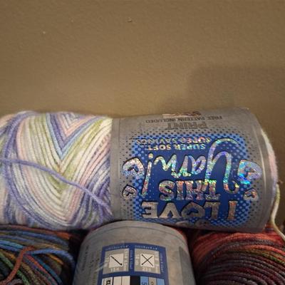 several skeins of "I Love This Yarn