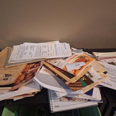 bundle of recipes, clippings, pamplets, hand written etc. just a pile of cooking goodness