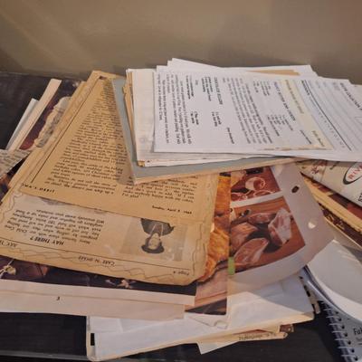bundle of recipes, clippings, pamplets, hand written etc. just a pile of cooking goodness