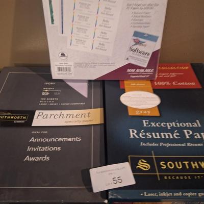 parchment paper, resume paper and business cards