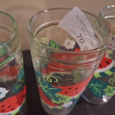 Vintage Anchor Hocking watermelon jelly jar drinking glasse